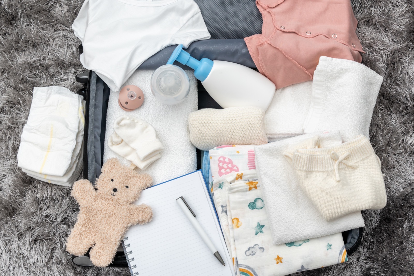 A packed hospital bag ready for the big day