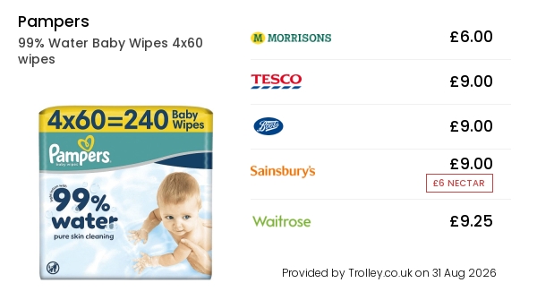 Pampers 99% Water Baby Wipes